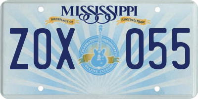 MS license plate ZOX055