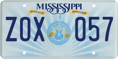 MS license plate ZOX057