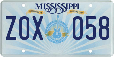 MS license plate ZOX058