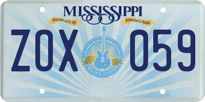MS license plate ZOX059
