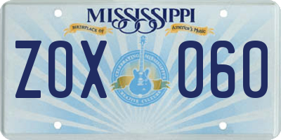 MS license plate ZOX060