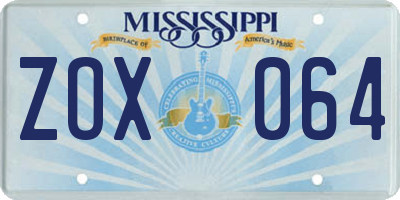 MS license plate ZOX064