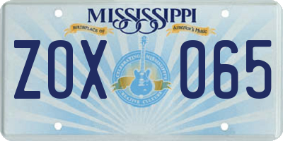 MS license plate ZOX065