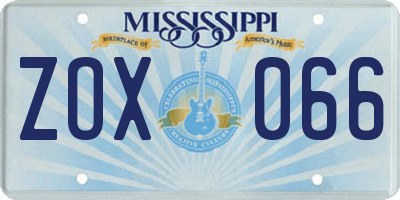 MS license plate ZOX066