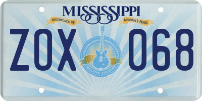 MS license plate ZOX068