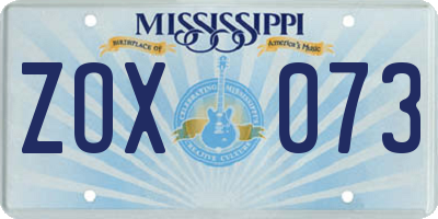 MS license plate ZOX073
