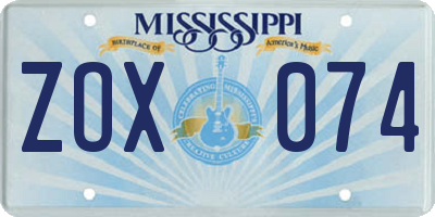 MS license plate ZOX074
