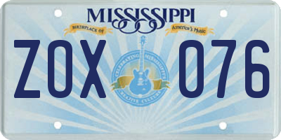MS license plate ZOX076