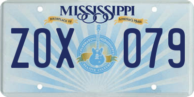 MS license plate ZOX079