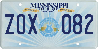 MS license plate ZOX082