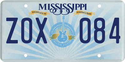 MS license plate ZOX084