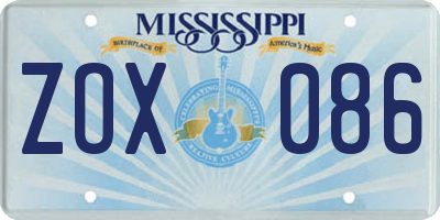 MS license plate ZOX086