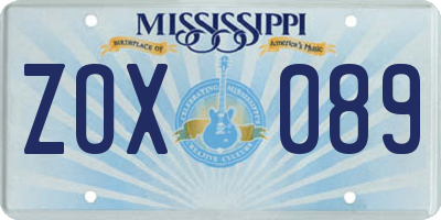 MS license plate ZOX089