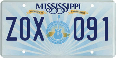 MS license plate ZOX091
