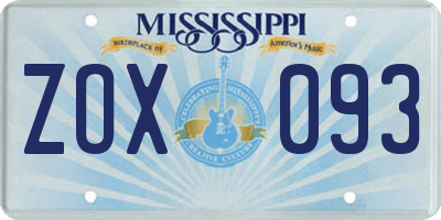 MS license plate ZOX093