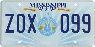 MS license plate ZOX099