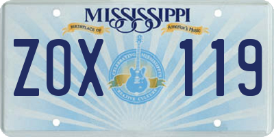 MS license plate ZOX119