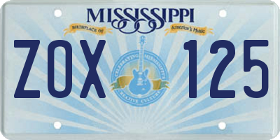 MS license plate ZOX125