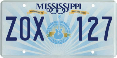 MS license plate ZOX127