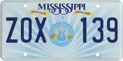 MS license plate ZOX139