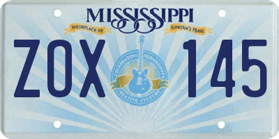 MS license plate ZOX145