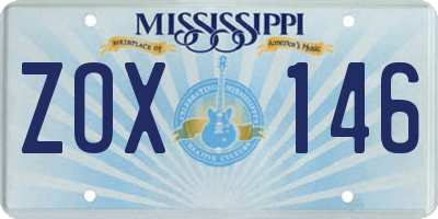 MS license plate ZOX146