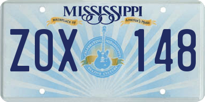 MS license plate ZOX148