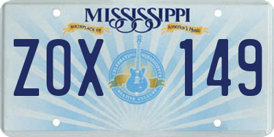 MS license plate ZOX149