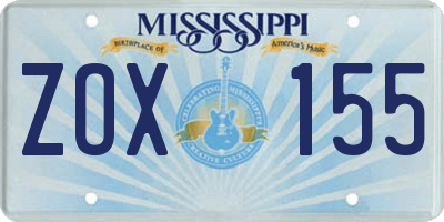 MS license plate ZOX155