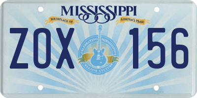 MS license plate ZOX156