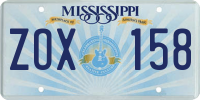 MS license plate ZOX158