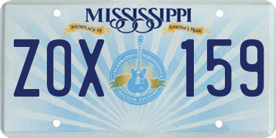 MS license plate ZOX159