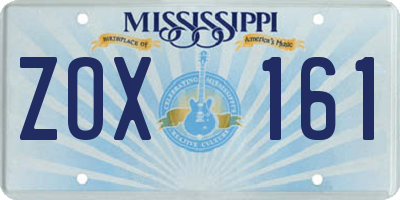 MS license plate ZOX161