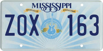 MS license plate ZOX163