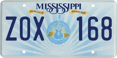 MS license plate ZOX168