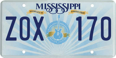 MS license plate ZOX170