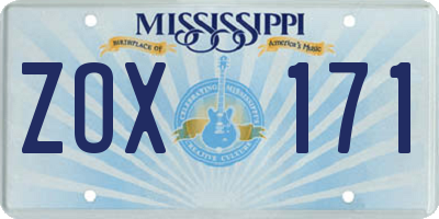 MS license plate ZOX171