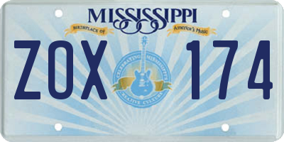 MS license plate ZOX174