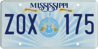 MS license plate ZOX175