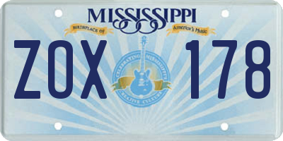 MS license plate ZOX178