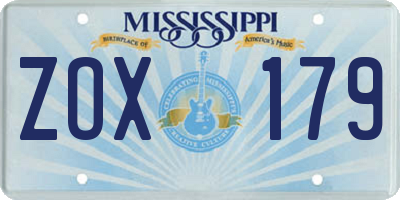 MS license plate ZOX179