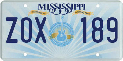 MS license plate ZOX189
