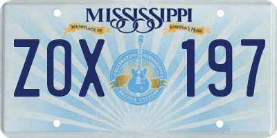 MS license plate ZOX197