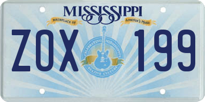 MS license plate ZOX199