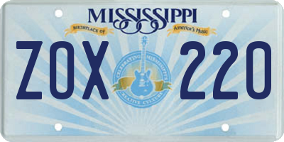 MS license plate ZOX220