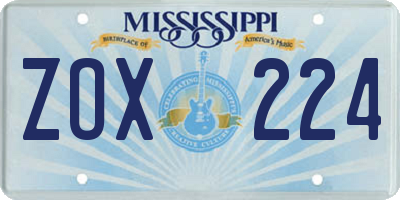 MS license plate ZOX224
