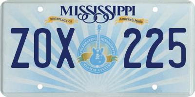 MS license plate ZOX225
