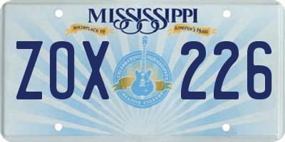 MS license plate ZOX226