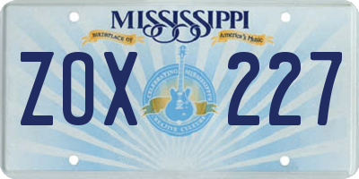MS license plate ZOX227