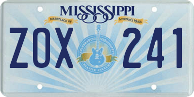 MS license plate ZOX241